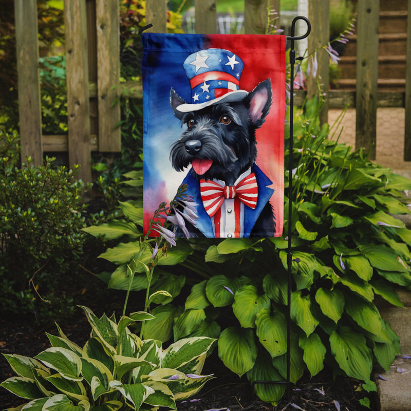 Drapeau patriotique du jardin américain, Terrier écossais noir multicolore