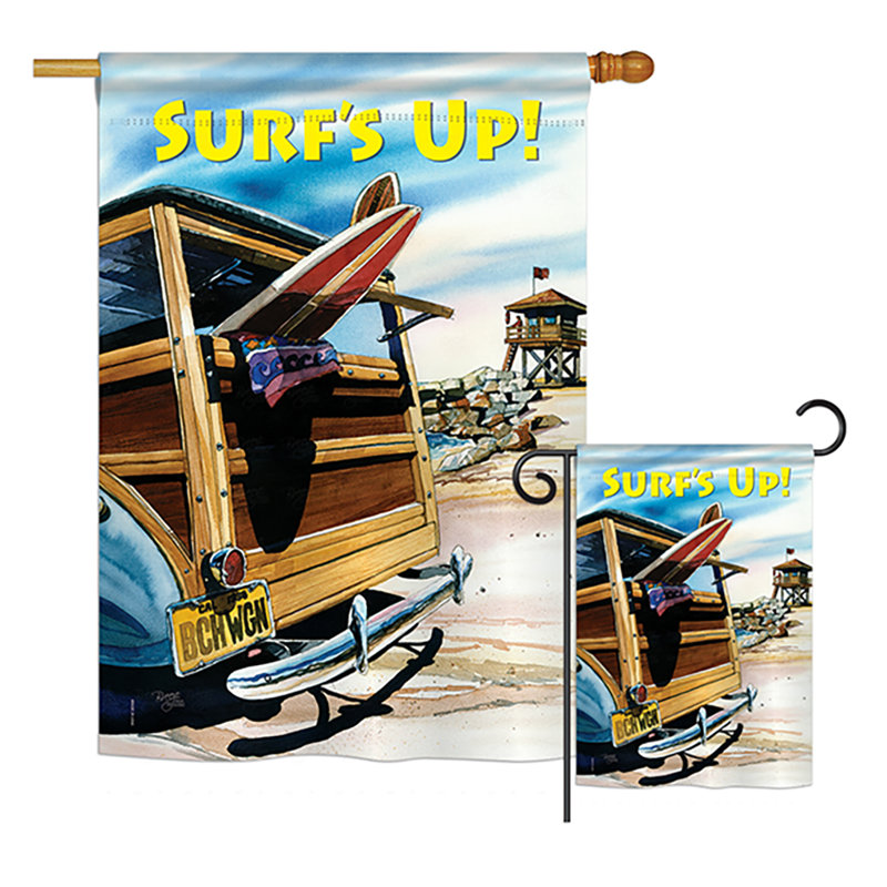 Ensemble de 2 faces pour jardin vertical en polyester à 2 côtés, "beach wagon" , un jeu d’été fun