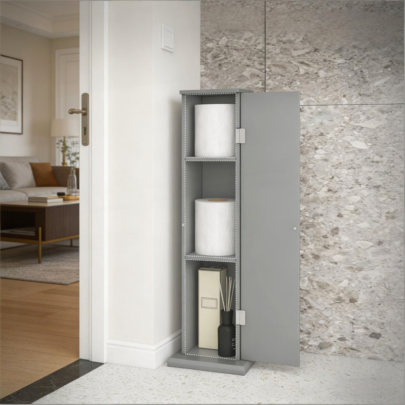 Cabinet,3 Tier Storage Cabinet,Small Toilet Paper Cabinet, Gray