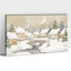 Art mural sur toile grand village enneigé de Noël, paysage d'hiver, impressions sur toile pour salon, arbre de pin rustique, pont, peinture d'art sur toile, impressions de vacances rétro, 20 po x 30 po