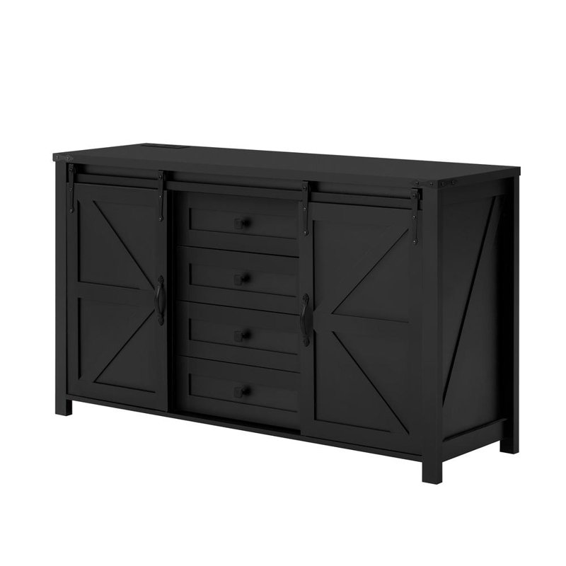 Elegant Barn Door Cabinet, Black
