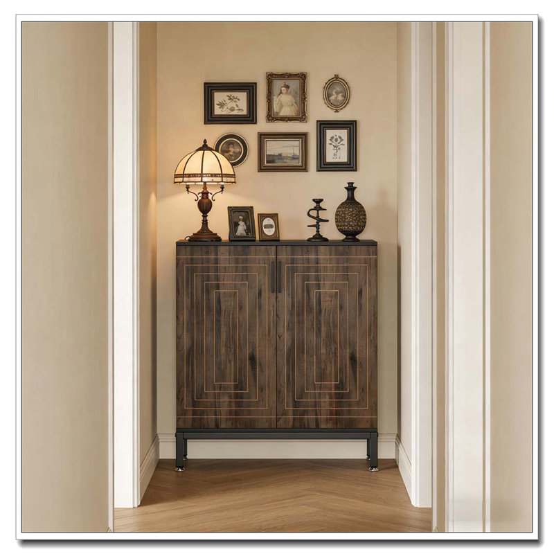 Entryway Shoe Cabinet, Rustic Black