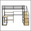 Lit mezzanine en métal avec escalier, bureau intégré et tablettes pour économiser de l'espace et une vie multifonctionnelle