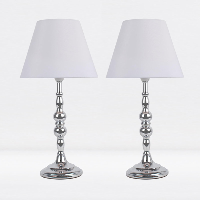 Lasley Metal Table Lamp, Polished Chrome, White