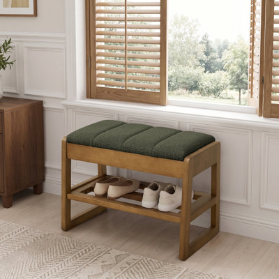 Upholstered Storage Shoe Bench with Flip-Top Storage Box