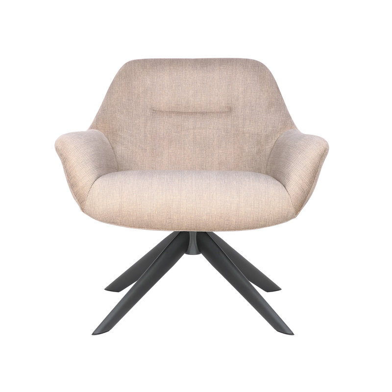 Adairsville Fabric Accent Chair with Steel Legs, Beige Polyester Blend