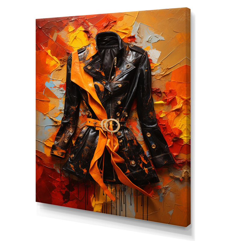 Glennet " Orange And Black Sculpted Dress ", Wrapped Canvas, 40" H x 30" W x 1.5" D