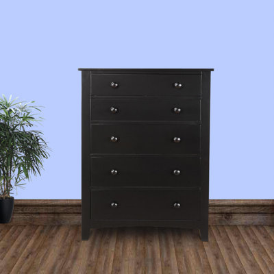 Joshlyn Pine Wood 5 Drawer Accent Chest