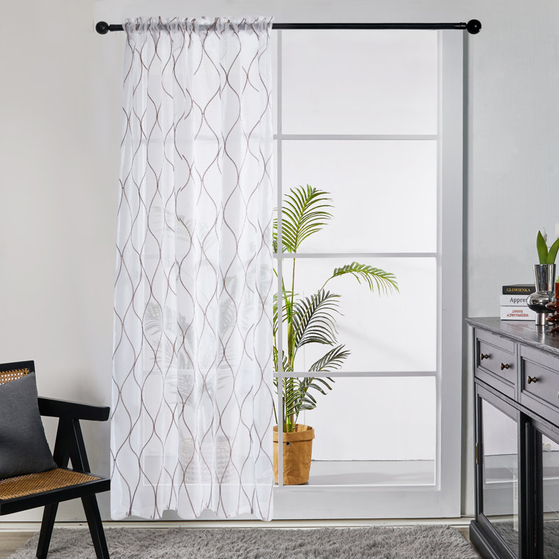 Idiaquez Sheer Curtain Single Panel, 52" W x 84" L, Beige