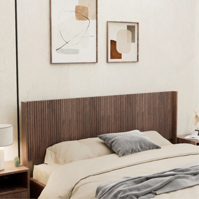 Tête de lit en bois de ferme moderne à panneau mural cannelé de taille très grand 80,2 po Modern - Farmhouse - Noyer