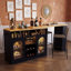 Table de bar à hauteur de comptoir avec plateau de table extensible, support à vin, éclairage DEL et prise de courant latérale-897515005