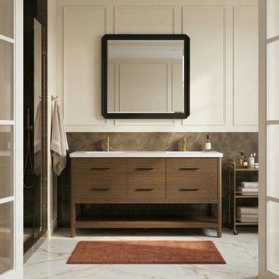 Meuble-lavabo en bois massif et brun 72 po Oakwell