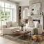 Fauteuil d'appoint surdimensionné en chenille avec 3 coussins, canapé modulaire beige avec siège en mousse et à ressorts-130142527-130142529
