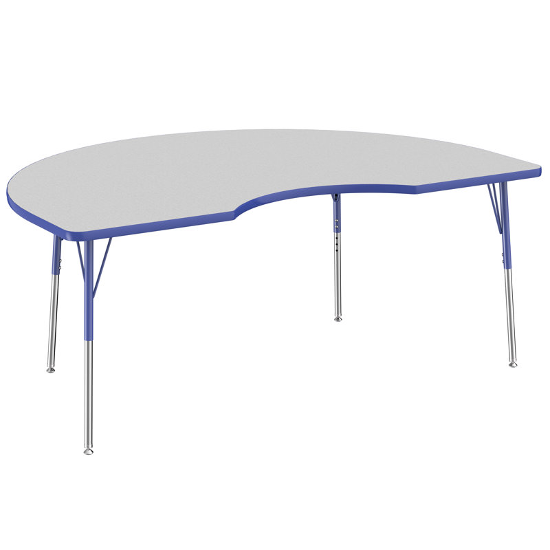 Table d'activité 48 "x 72" avec moulures en T et pieds réglables, Érable / Bleu, Roulement pivotant standard