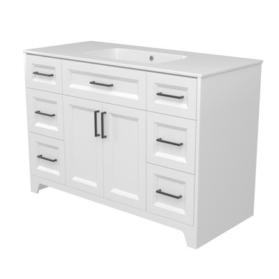 Solid Wood 48 Inch Freestanding Bathroom Vanity With Sink Combo Set Classic Storage Single Cabinet