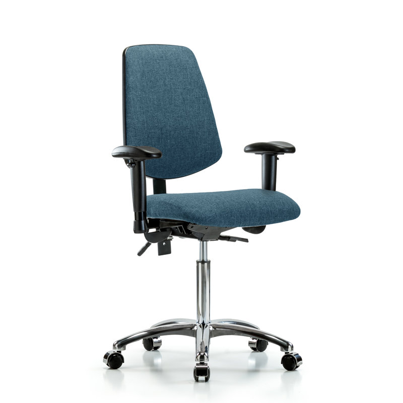 Fauteuil en tissu chromé - FMBCH sans inclinaison, Bleu, Roulettes