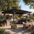 Ensemble de cuisine d'extérieur 7 pièces en cèdre avec pergola de 17 pieds, évier, station de barbecue et centre de bar - noir