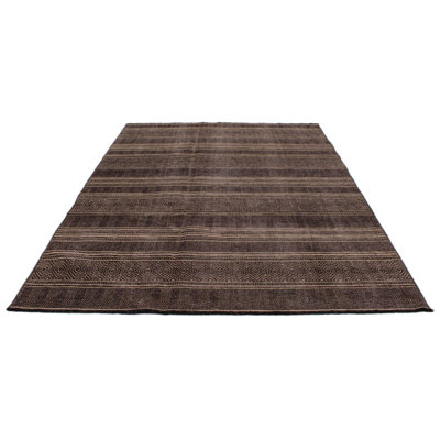 Tapis contemporain brun foncé et beige 7 x 9