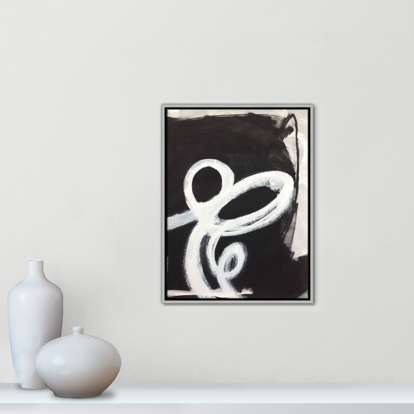 Bronte "Swirly Swirls II" Print, 25.5" H x 19.5" W x 2" D, Silver Floater Framed, No Mat