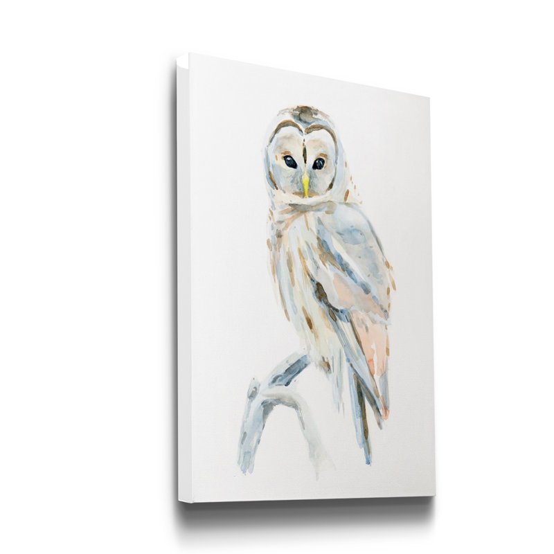 Chouette arctique II - impression sur toile tendue, H 36 po x l 24 po x P 1 po