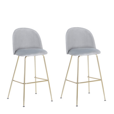 Bethel Upholstered and Velvet Bar Stool with Steel Frame