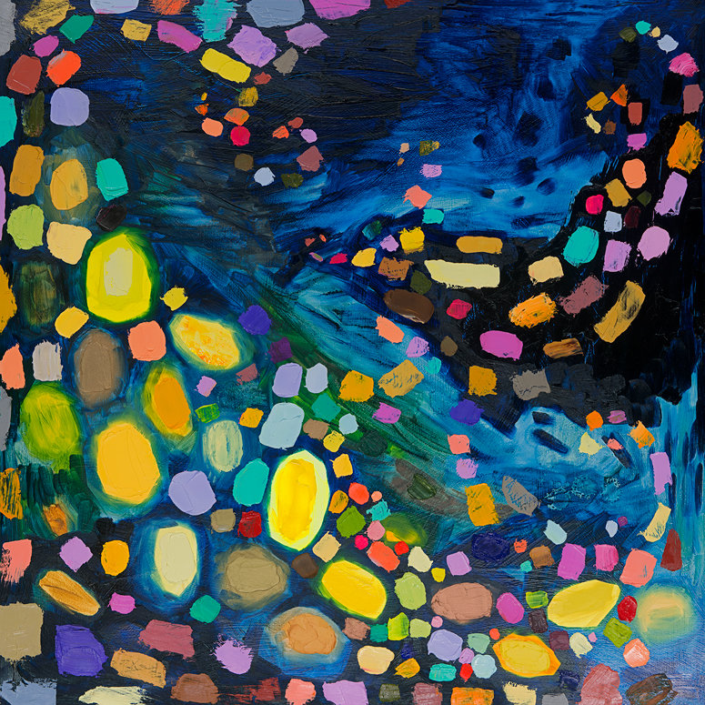 «Midnight Wave» par Eli Halpin - impression, H 48 po x l 48 po, Toile tendue