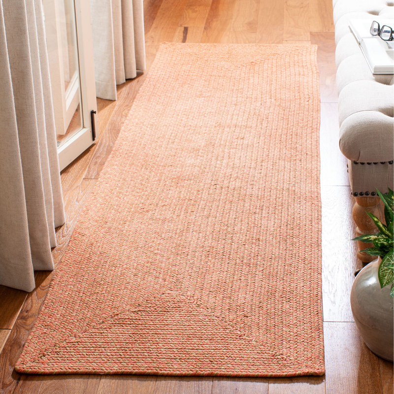 Tapis de couleur unie en coton tissé à la main Garbrand, Tapis de couloir 2 pi 3 po x 8 pi