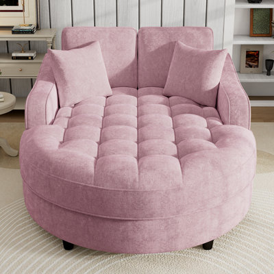 Chaise longue en chenille rembourrée avec coussins et siège capitonné