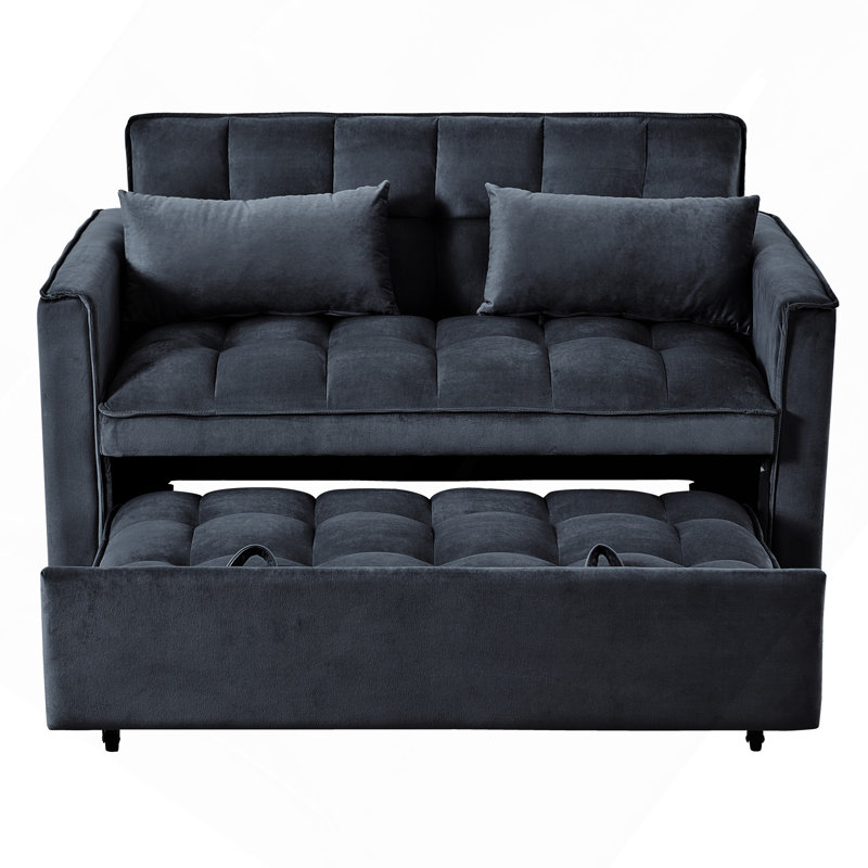Canapé-lit convertible 3 en 1, Éponge, H 31,1 po x l 52,75 po x P 33,46 po, Noir