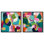 Ensemble de décorations murales modernes colorées Duo par Art Remedy, cadre noir, 30 x 30