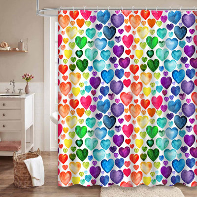 Rideau de douche multicolore avec 12 crochets