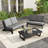Polett Complete All-Weather Solid Teak Wood 4-Person Outdoor Patio Conversation Set with Water-Resistant Cushions and Coffee Table-141768155-160992685