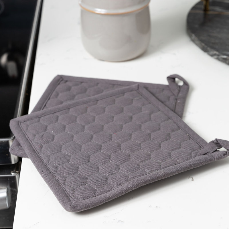 FabStyles Cotton Potholder Set, Gray