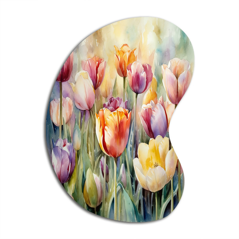 Mallette - tulipe asymétrique en métal, sculpture murale en métal de forme unique, H 31 po x l 22 po