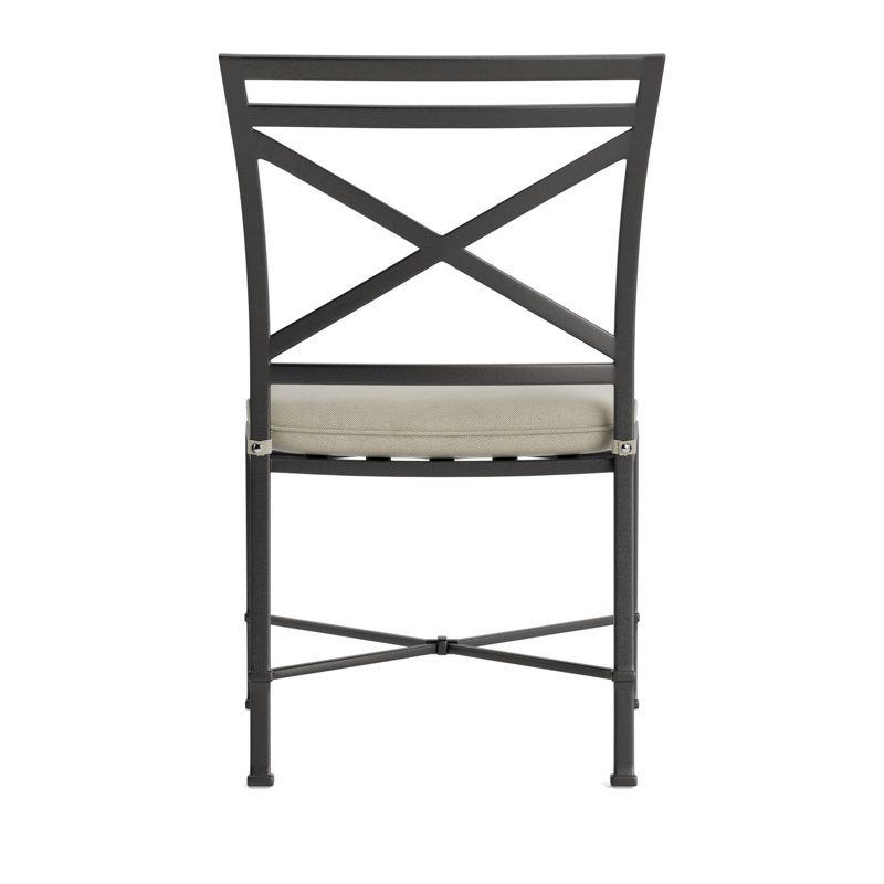 Venetian Outdoor Dining Side Chair, Brown, Fusion Charcoal, Textured Pewter