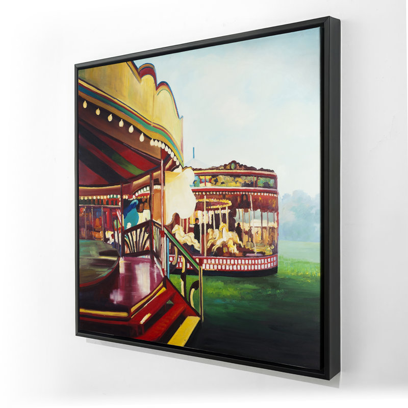 Carousel in a carnaval - Framed Canvas for Bedroom Decor