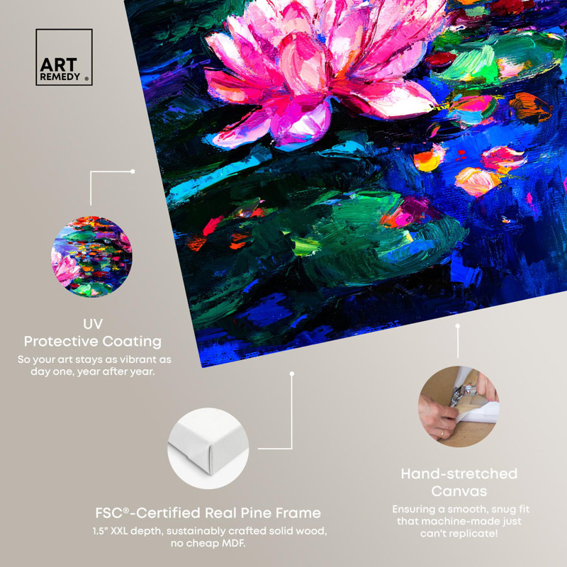 Art mural bohème Blooming Color Pond par Art Remedy, Toile tendue, H 12 po x l 12 po