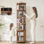 Bibliothèque pivotante à 6 niveaux avec portes, pivotant à 360°, sur roulettes, en bois massif, idéale pour les petits espaces, les coins, les chambres et les bureaux.