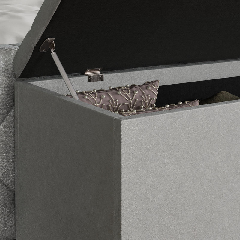 Amrin Upholstered Storage Ottoman, Toy Storage, Stool, Seat, UKFR Certified, Light Grey
