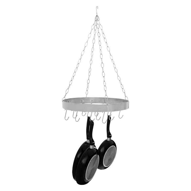 Metal Round Hanging Pot Rack, Chrome
