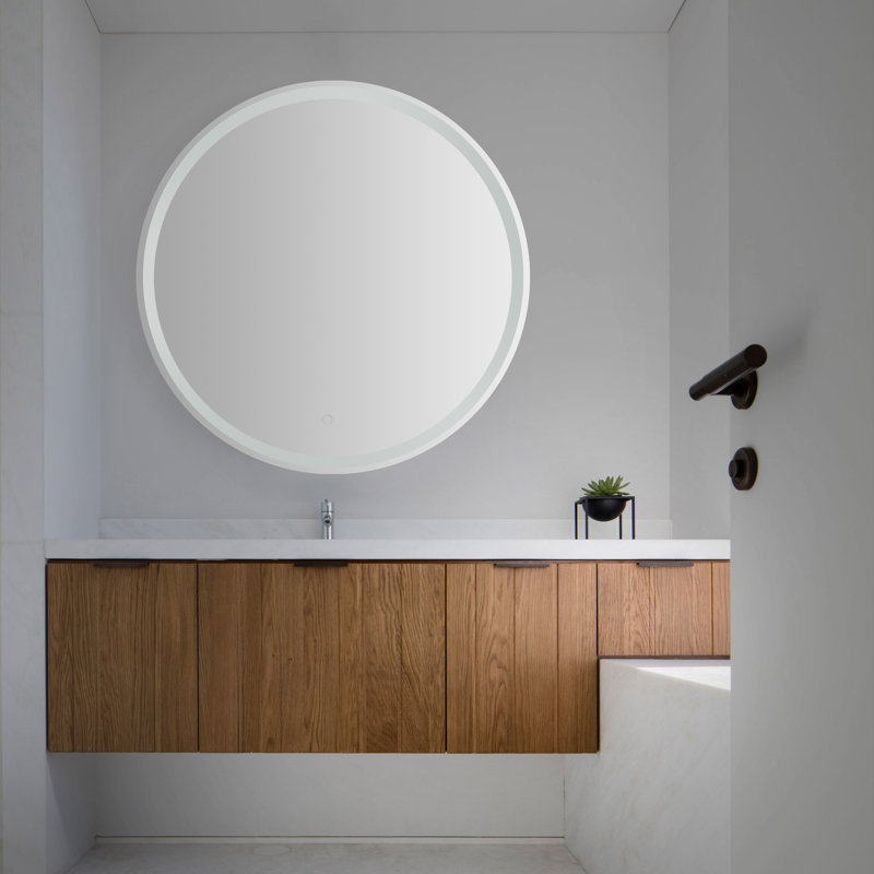 Petit miroir de meuble-lavabo mural rond sans cadre à DEL à intensité variable de 36 po x H 36 po Dane, 36 po x 36 po