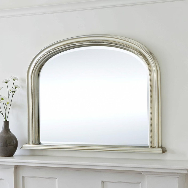 Burcham Arched Overmantle Wall Mounted Accent Mirror, Silver
