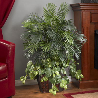 54'' Faux Plant in Wood Vase