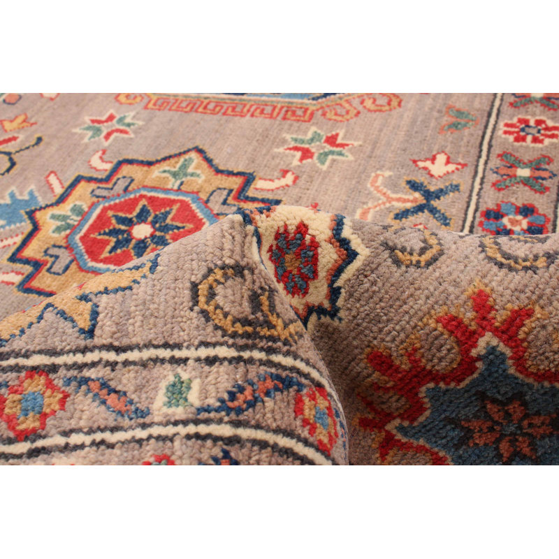 Tapis unique en laine noué à la main 6 pi 9 po x 10 pi 4 po nouvel âge Eaglin - rouge / bleu / gris