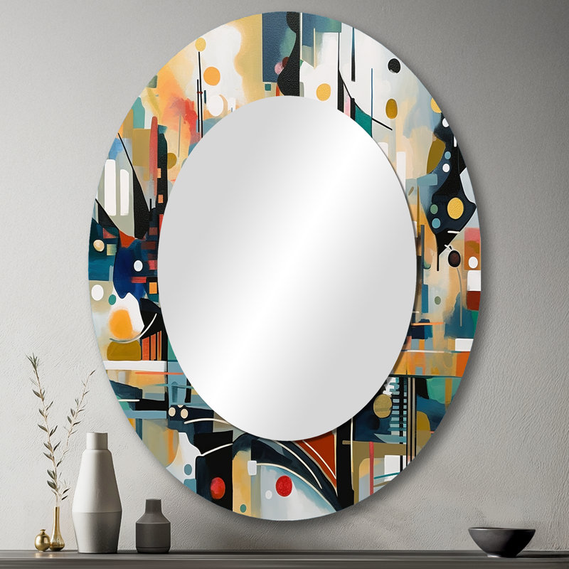 Transcending Reality II - Green Oval Wall Mirror Decor, 43" x 33"