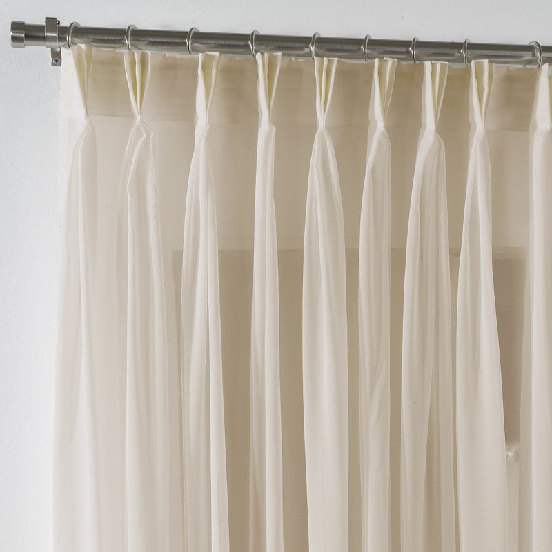 Pinch Pleat Extra Long & Exra Wide Silk Crep Single Panel Sheer, Beige, 52" W x 244" L