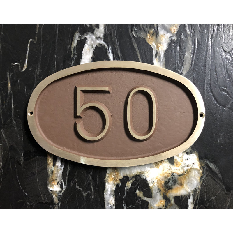 Plaque d’adresse murale sur 1 ligne bold, Brun
