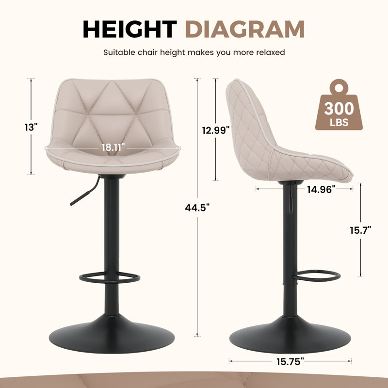 Ensemble de 2 tabourets de bar Modern, Beige