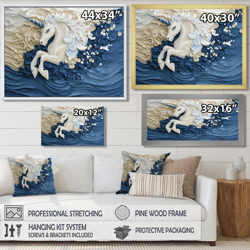Unicorn Majestic Mythical World I - Décoration murale licornes, H 24 po x l 32 po, Noir