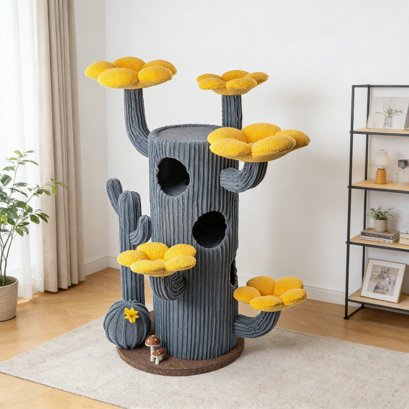 Arbre à chat H 63,78 po Jacek, Brun / Jaune / Bleu